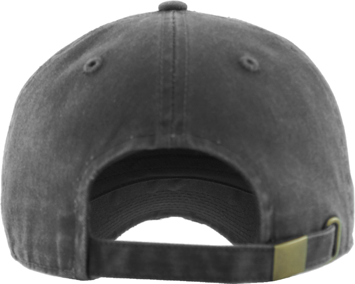 Pigment Washed Dark Gray Distressed Vintage Baseball Cap Back View